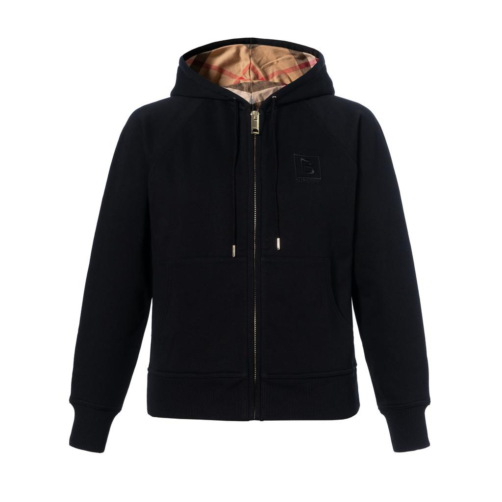 Burberry Damen Letter Grafik Baumwollmischung Reißverschluss Hoodie Schwarz 80615541