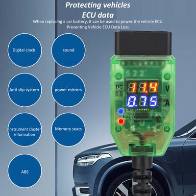 Automotive Battery Tester Dual Digital Voltage Current OBD Connector LED Indicator High Insulation