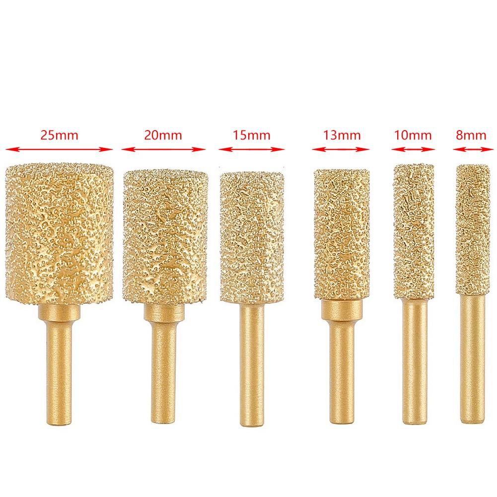 Złota główka diamentowa frezowa 6mm okrągły trzpień 8/10/13/15/20/25mm diament