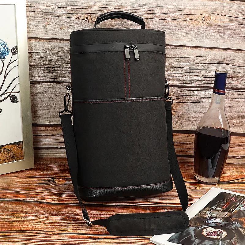 Cooler Wine Bottle Insulated Bag for Wine Thermal Adjustable Shoulder Strap for Outdoor Picnic Travel Carrier Wine Glass Tote