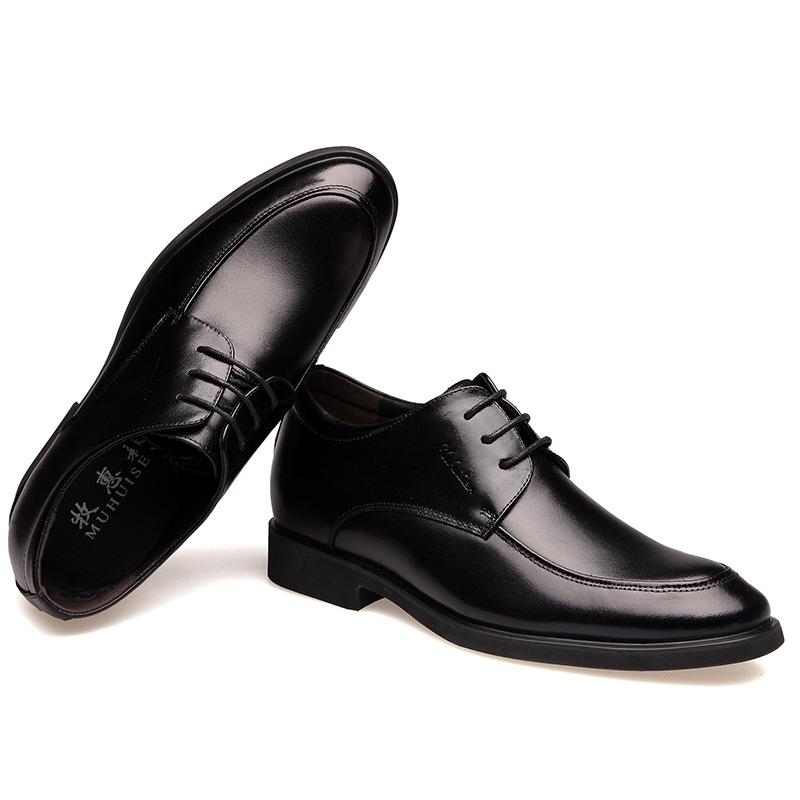2025 Autumn Men's Soft Leather Formal Leather Shoes Inner Height Increase Business Leather Shoes New Invisible Height Increase Shoes 15368