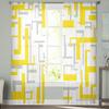 Luxury Art Geometry Yellow Grey Curtains Living Room Printed Tulle Window Curtain Home Balcony Decor Drapes Light Filtering For Area Made Of Polyester