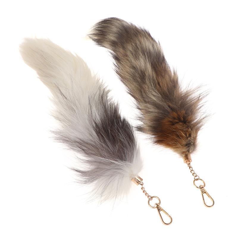 Fuchsschwanz Schlüsselanhänger 38cm Groß Flauschig Kunstpelz Anhänger Leichtgewicht Taschendekoration für den täglichen Gebrauch Partygeschenk für Freunde