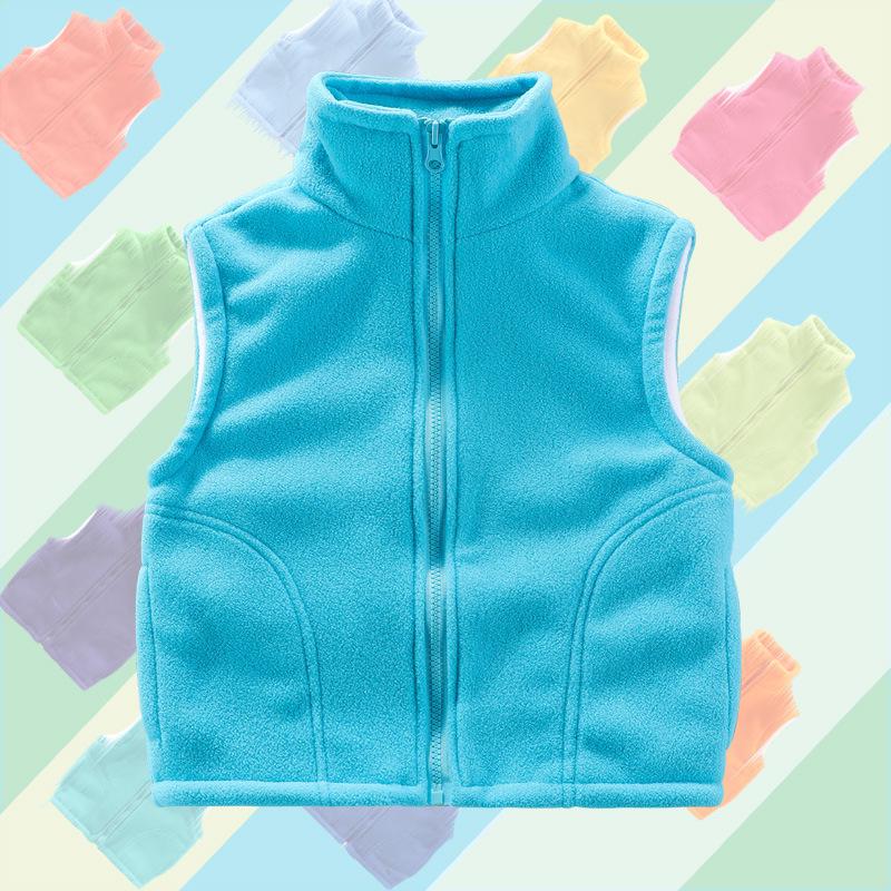 Kids' Fleece Vest for Boys & Girls, Thick Outerwear for Spring To Winter, Kindergarten Uniform with Logo Print