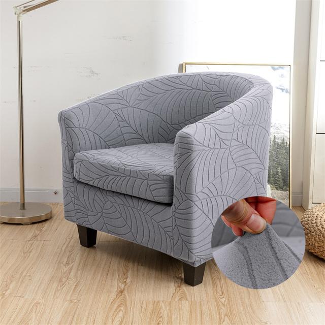 Leaves Jacquard Tub Chair Cover Stretch Armchair Cover Club Sofa Slipcover For Living Room Couch Covers With Seat Cushion Covers