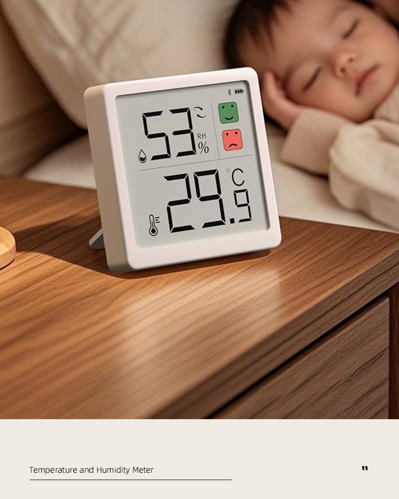 Smart Indoor Digital Thermometer & Hygrometer with High-Precision Display for Baby Room, Compatible with Mijia App