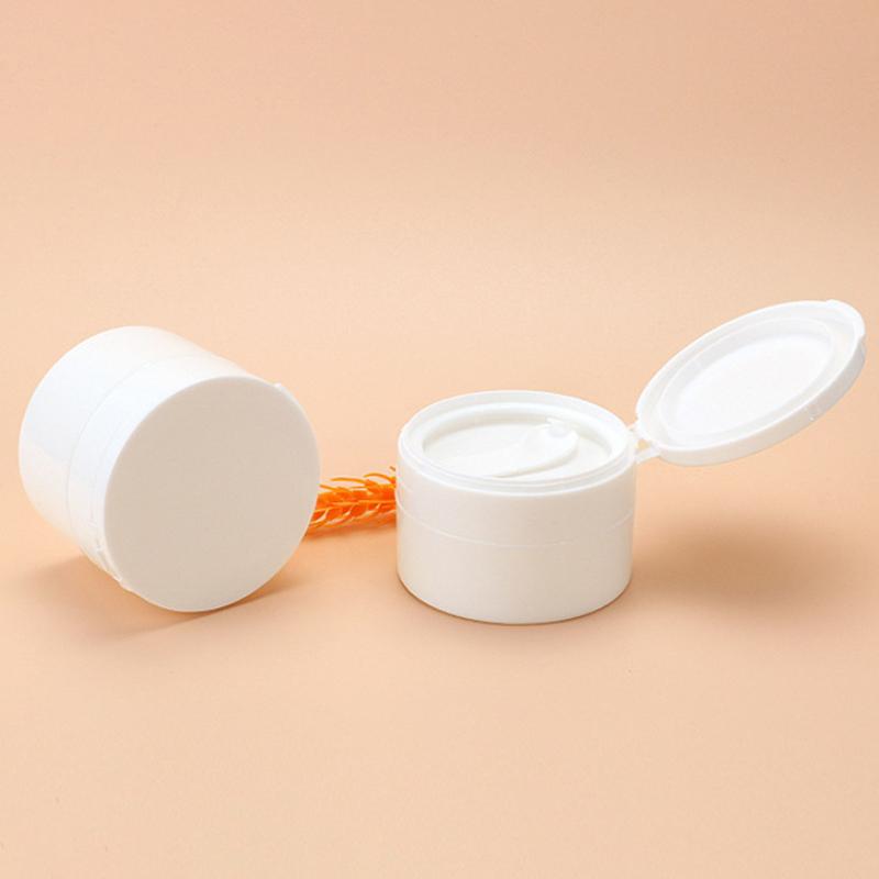 50/80/100g White Empty Plastic Flip-Top Container Refillable Bottle With Hand Pulled Mat And Spoon Face Cream Jar Cosmetic Box