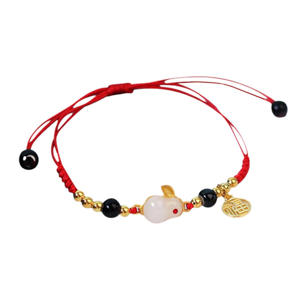 Jade Rabbit Bracelet Women Handmade Red Black Rope Charm New Year Lovers Bracelets Jewelry Frie R9D0