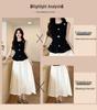 Chic Summer Sleeveless Black Vest & Waist-Cinching Skirt Set