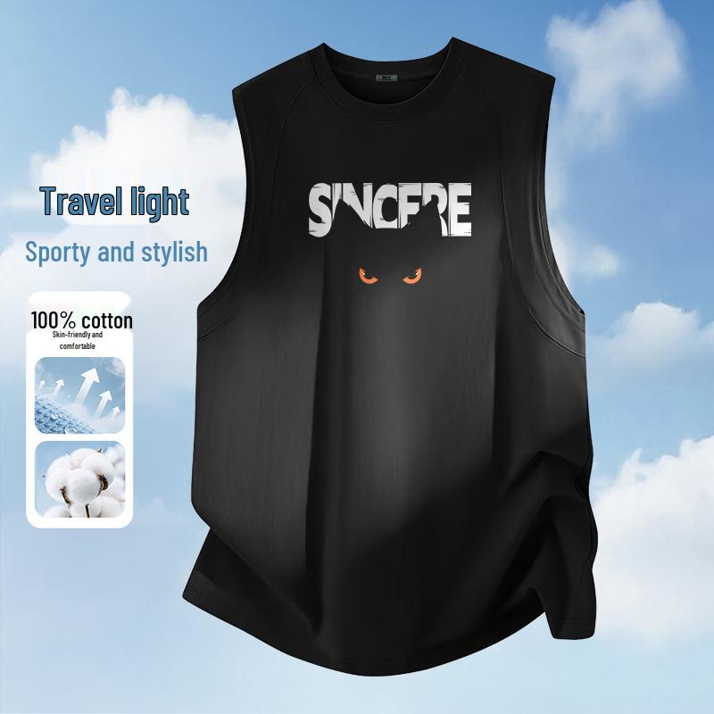 Xuezhongfei Men s Black Cat Gaze Graphic Tank Top XL
