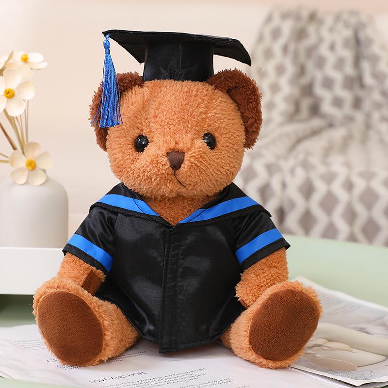 Graduation Teddy Bear with Cap & Gown - Customizable Logo Gift