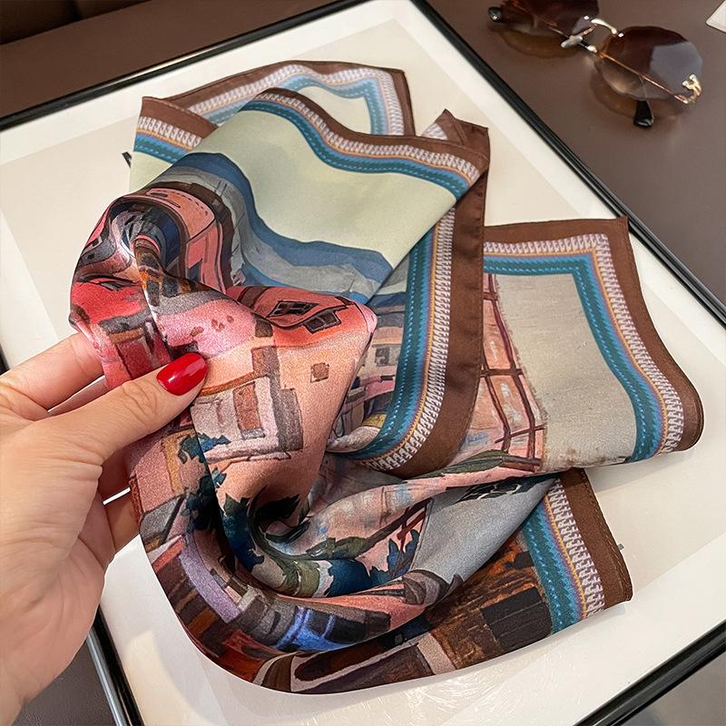100% Nature Real Silk Square Scarf Women Female Hair Foualrd Scarves Neckerchief Bandana Fashion 2024 Neck Ties for Office Lady