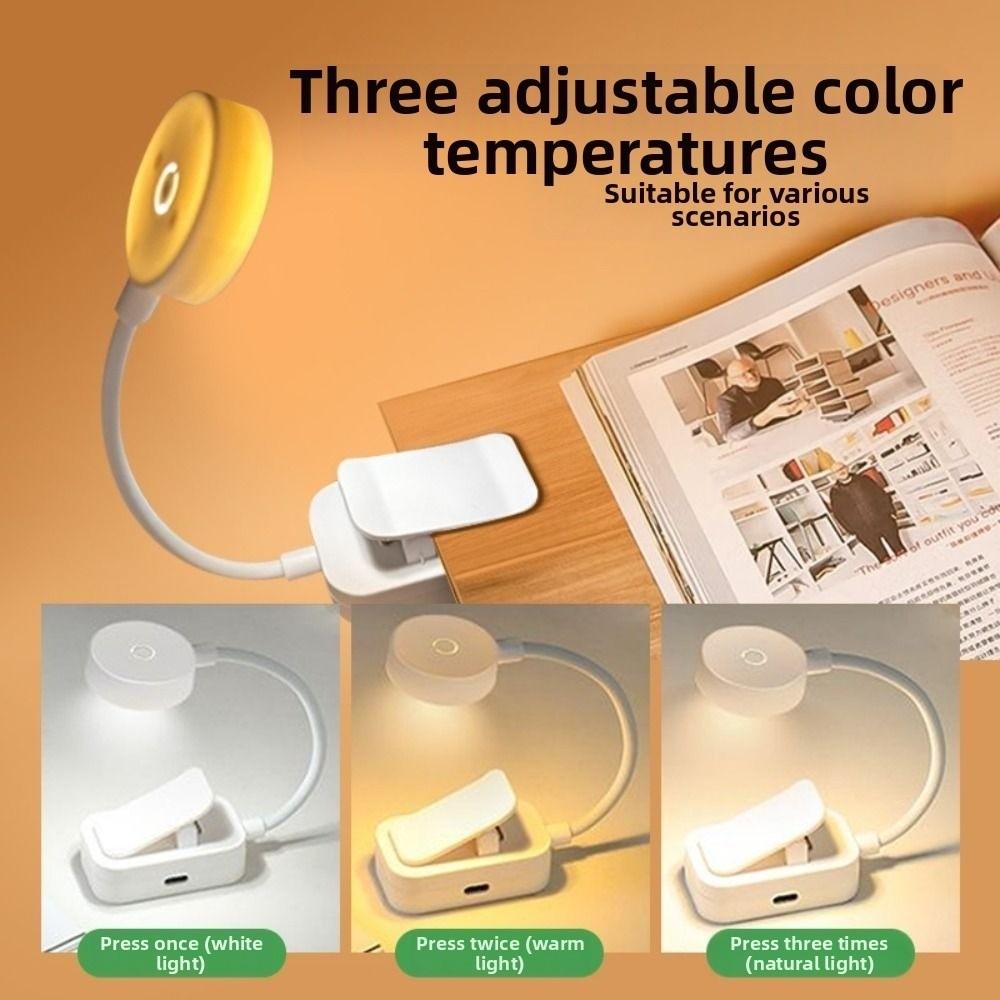 New Rechargeable Mini Clip Book Lamp Dimmable Adjustable LED Night Light Eye Protection Portable Clip On Table Lamp Bedroom