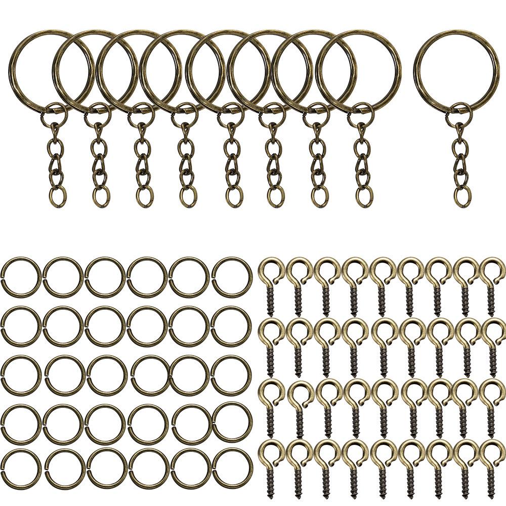 Jewelry Making Kit with Split Rings Screw Eyes and Keychain Rings for Crafting and DIY Projects Durable Metal Components for Accessories