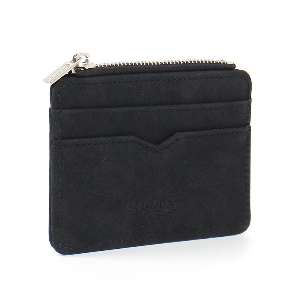 Modern faux leather card wallet (black) transportation card holder