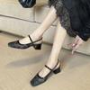 Breathable mesh bag head sandals women's outer wear square head casual versatile Mary Jane shoes women's rear empty single shoes