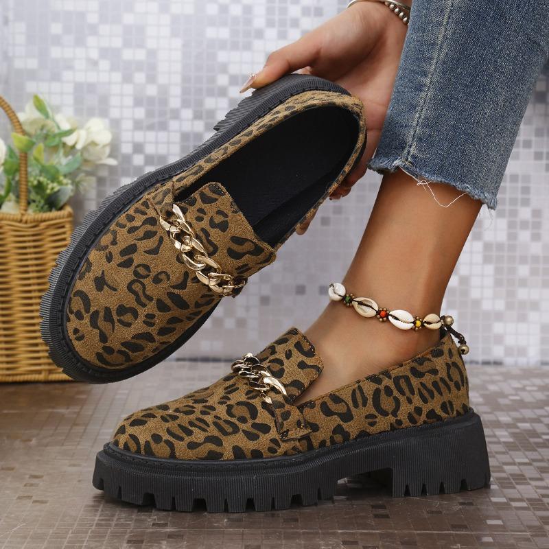 Übergröße neue Einzel-Schuhe Leopardenmuster Mode Einzel-Schuhe Temperament vielseitig Wildleder Damen-Schuhe