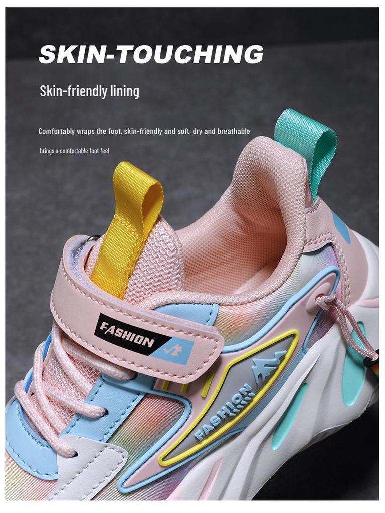 Girls' 2024 Autumn Non-Slip Leather Running Shoes - Soft Sole, Versatile, for Medium and Large Children