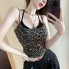 With chest pads, fake two-piece leopard print sling vest for women, summer Thai Spice Girl neck tube top