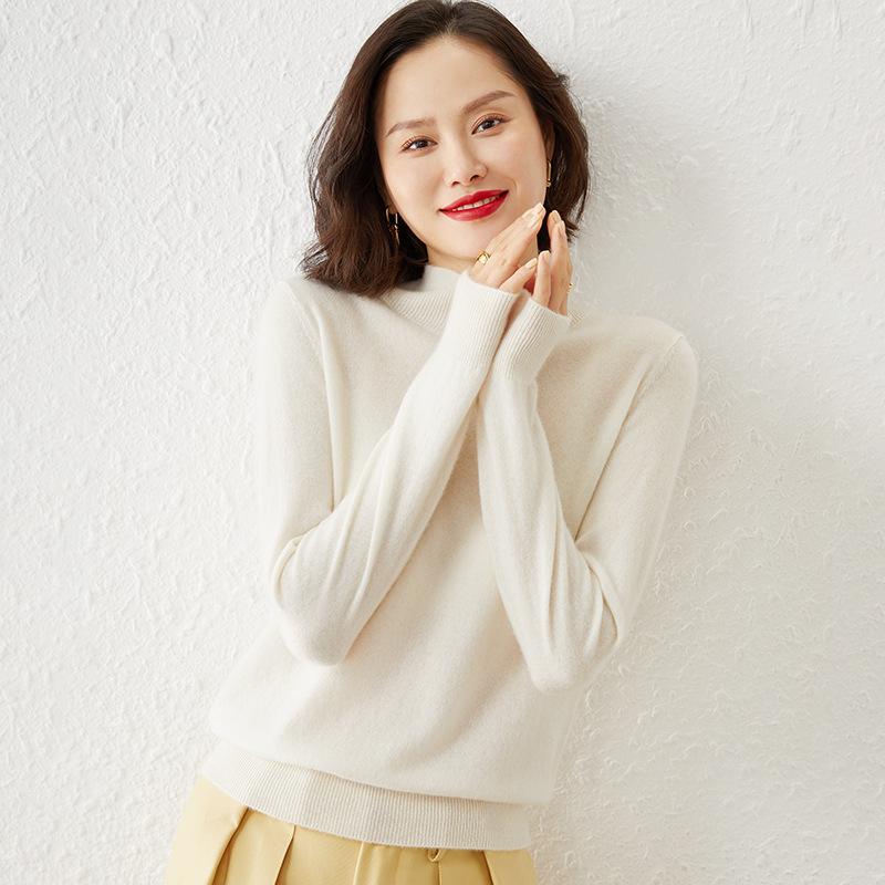 Autumn and Winter Woolen Women's Half-turtleneck Bottoming Shirt Sweater Solid Color Sweater Women's Plus Size