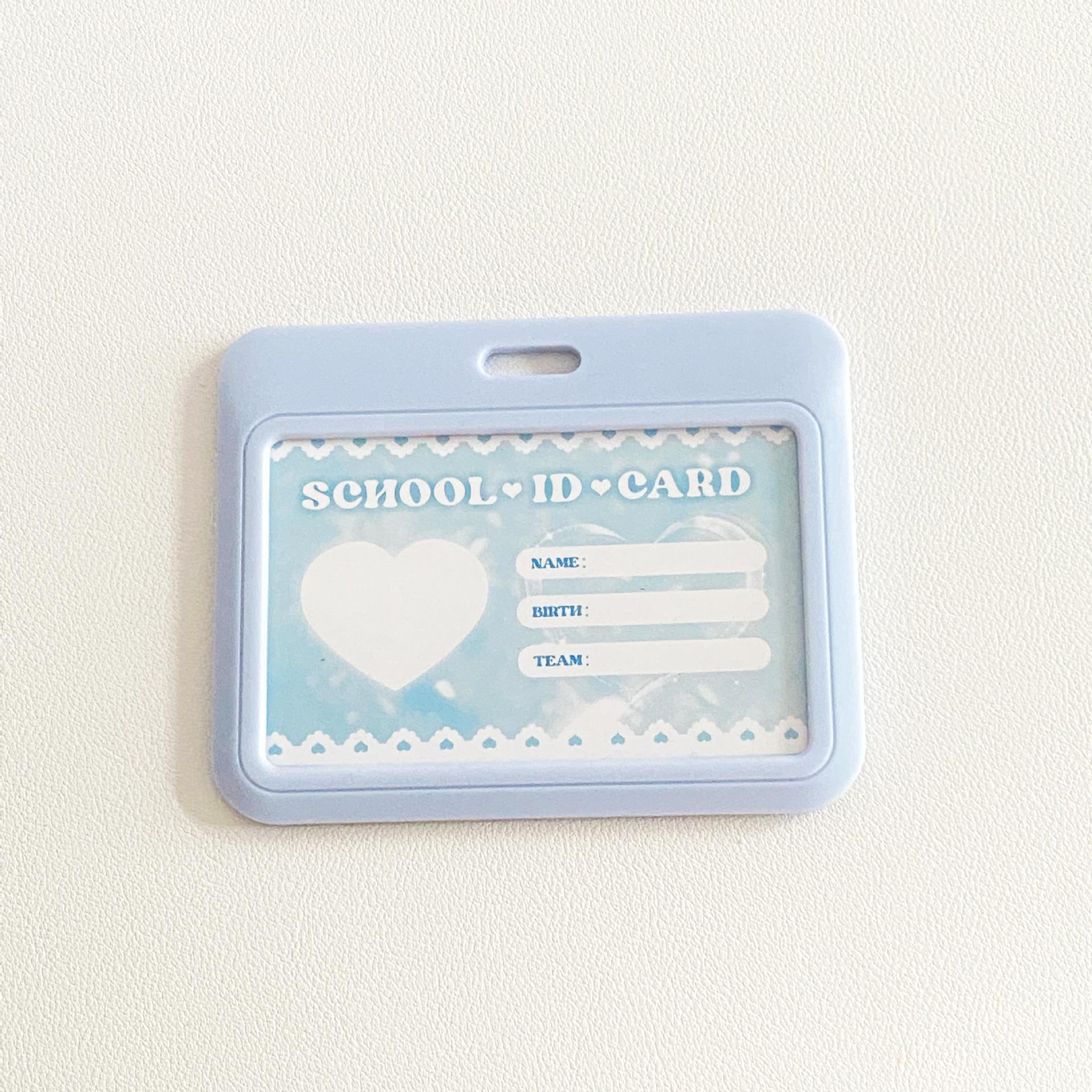 

Student Card Holder Plastics ID Card Holder Key Chain Clip Pink/Blue Beaded Ferrule For Keychain Accessory College Students