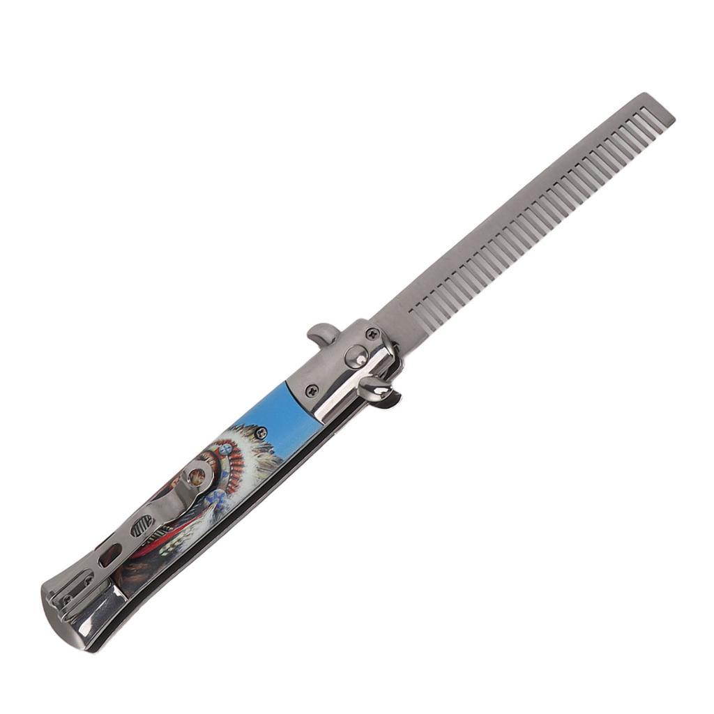 Men Spring Comb Pocket Size Stainless Steel Teeth Foldable Brush for Oil Hair Beard Styling