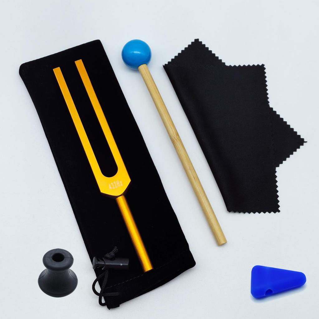 Gold 432HZ Aluminum Alloy Colored Tuning Fork with Triangle Shape.