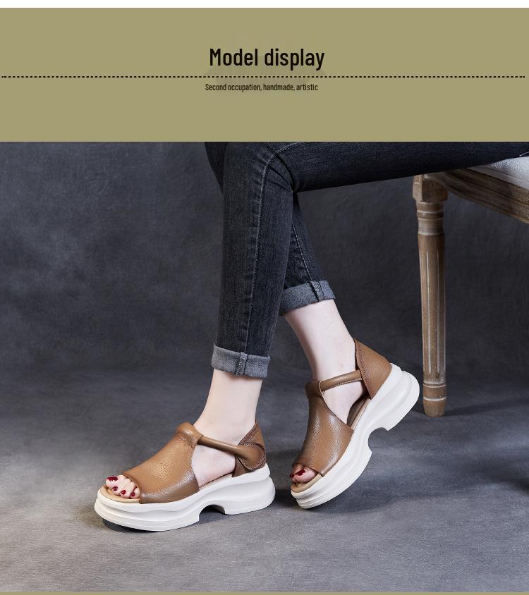 Damen Zehensandalen aus atmungsaktivem Leder - Modische, abriebfeste Strandschuhe