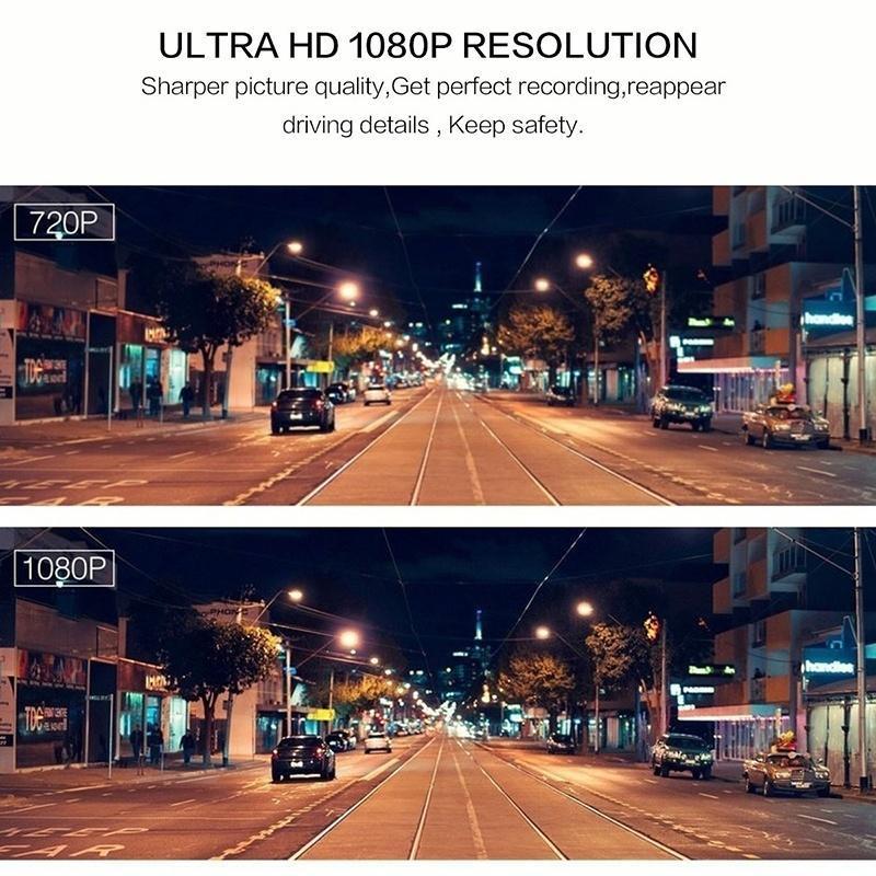 Dash Cam 1080P Dual Lens DVR Car Driving Recorder 4 Inch LCD Screen 170° Wide Angle, G-Sensor, WDR, Parking Monitor, Loop Recording, Motion Detection