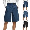 Damen High Waist Denim Bermuda Shorts Asymmetrisches Wickeldesign vorne Knielang Lockere Passform Lässige Shorts mit Taschen