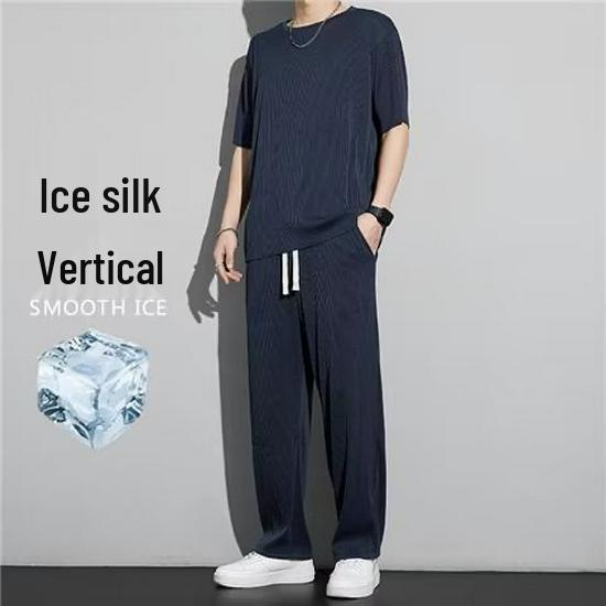 Harajuku Trend Short-Sleeve T-Shirt and Trousers Set for Men