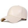 Unisex Leuchtpanel Unifarbene PU-Leder-Baseballkappen Frühling Herbst Outdoor Verstellbare Freizeitkappen Papa-Hut Sonnenschutzhut