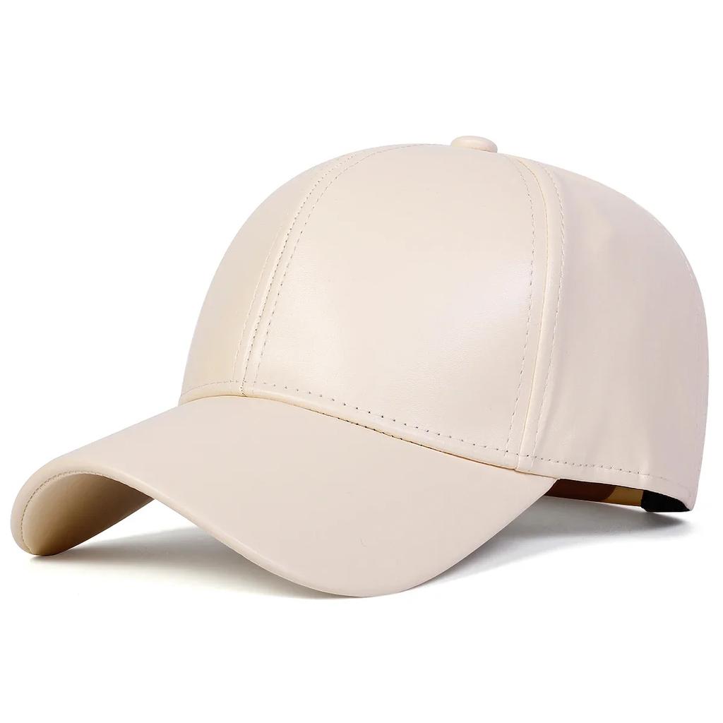 Unisex Leuchtpanel Unifarbene PU-Leder-Baseballkappen Frühling Herbst Outdoor Verstellbare Freizeitkappen Papa-Hut Sonnenschutzhut