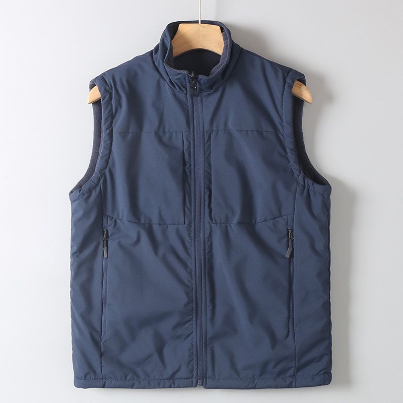 Foreign Trade Original Order Double-sided Wearable Lightweight Warm Men's Autumn and Winter Thickened Fleece-lined Stand Collar Cargo Casual Vest Vest