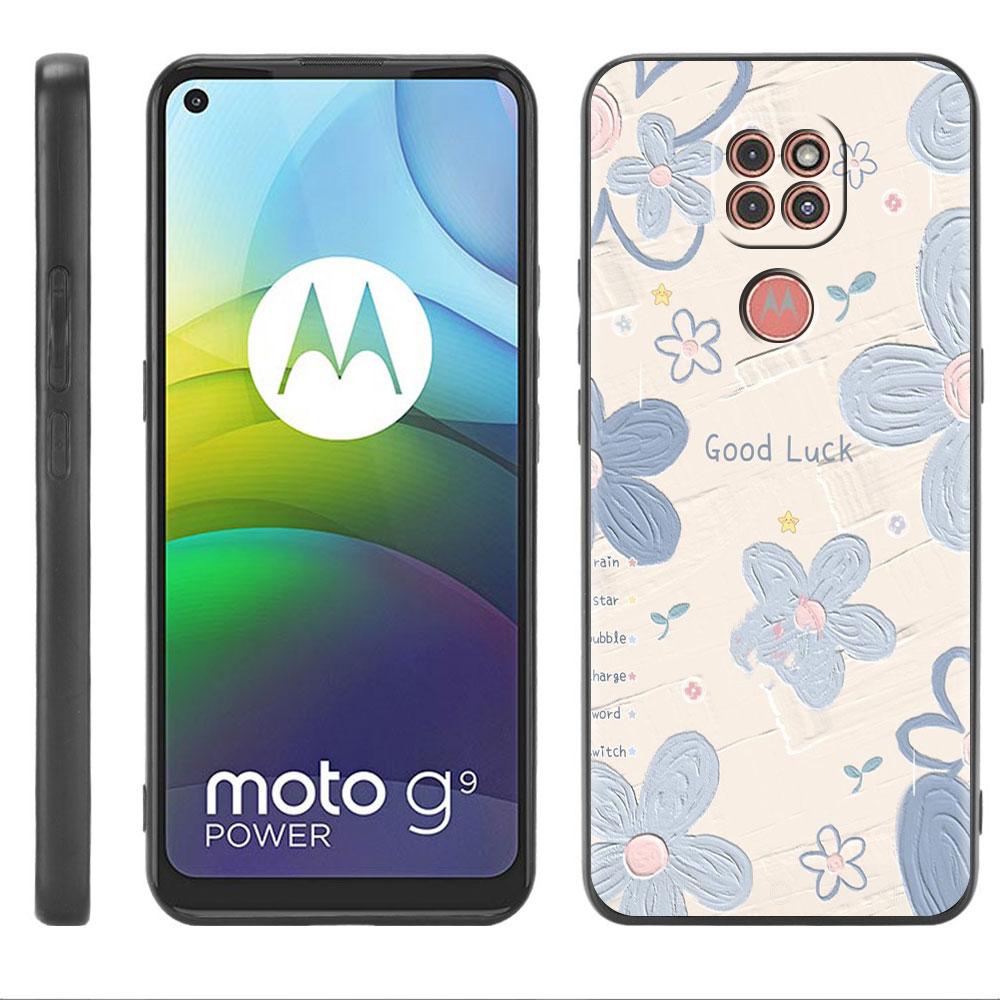 Case For Motorola G30 G60 G22 G9 Play G82 G52 G8 G9 G50 One Fusion Edge 20 Black Soft Phone Capas Flower Cute
