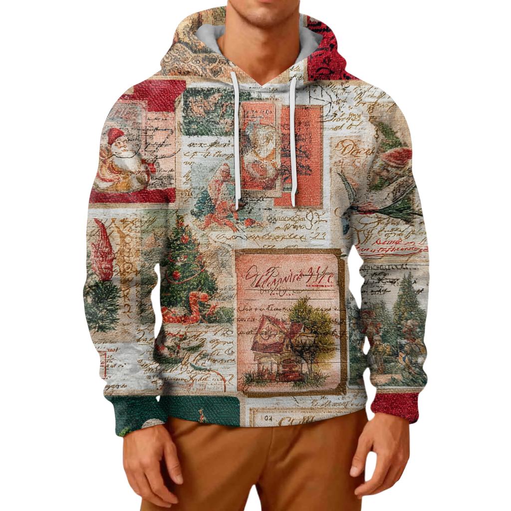 Men's Long-Sleeve Casual Flannel Hooded Sweatshirt