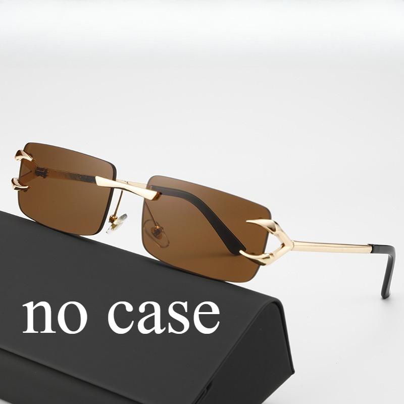 Lunettes de soleil à bord coupé sans monture femmes hommes style rétro européen américain protection UV unisexe mode