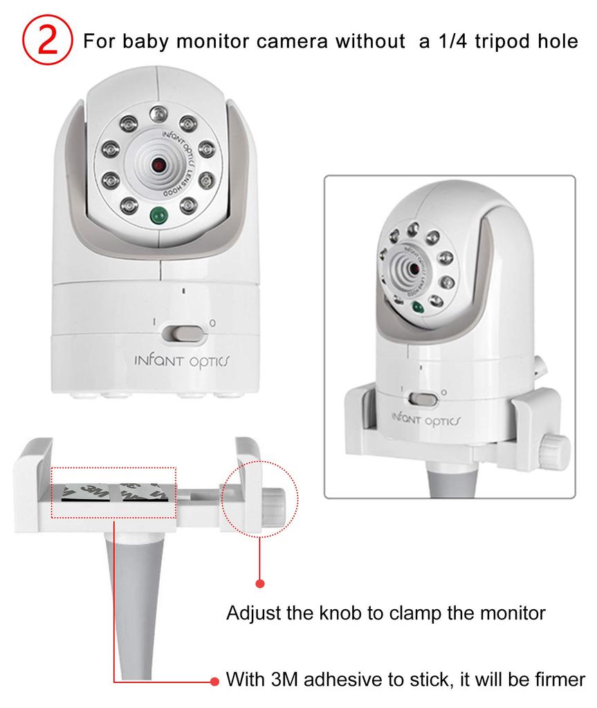 Baby Monitor Mount Camera Shelf, Compatible with DXR 8 and Most Other Baby Monitors. Universal Baby Camera Holder, Mounts to Crib Shelves and Furnitur