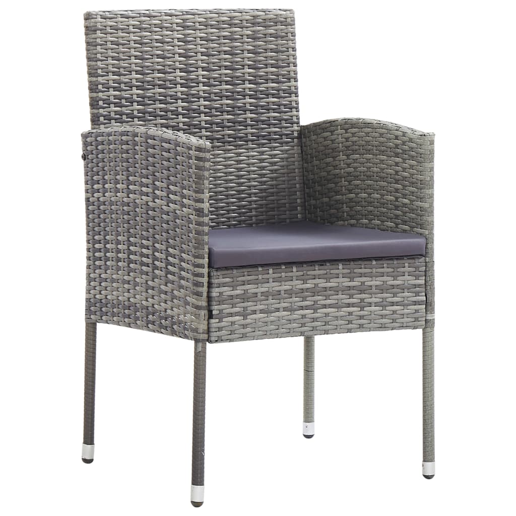 Garden Chairs with Cushions in Dark Grey 2 pcs. Grey Poly Rattan