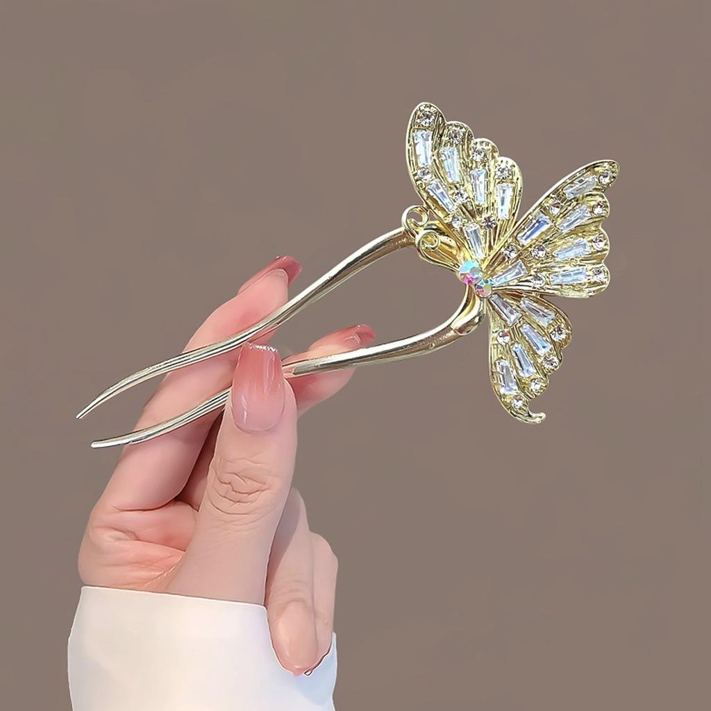 U Shaped Hair Sticks Forks Chinese Fan Shaped Hairpins Side Clips Pearls Pendant Decor Elegant Women Hair Bun Maker Jewelry