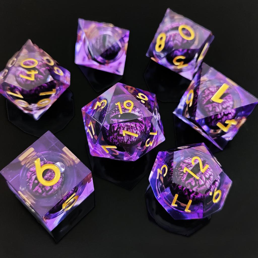 7 szt./zestaw DND D20 Płynne Kostki Flow Eye do COC Dungeon and Dragon Pathfinder RPG Gry Fabularne Zabawki na Imprezę Akcesoria