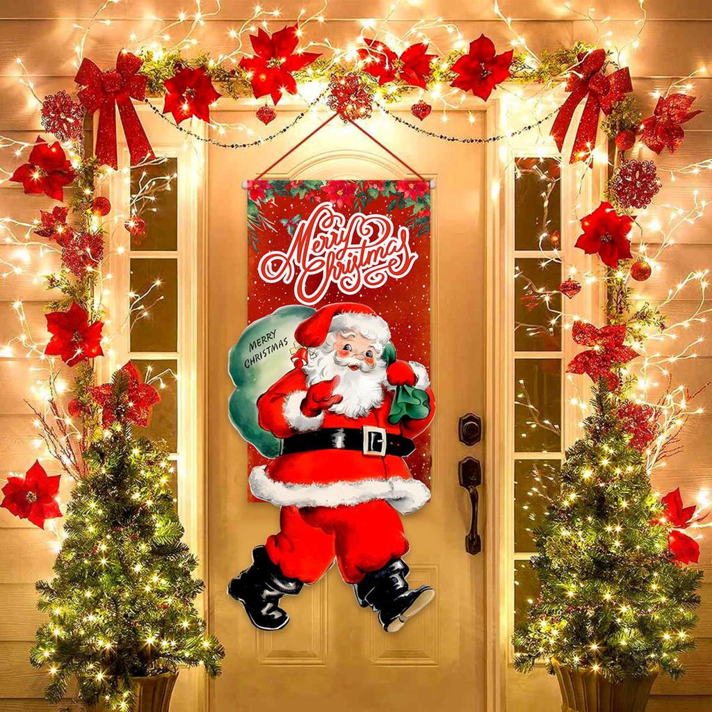 Christmas Door Curtain Flag Outdoor Gift Background Decoration