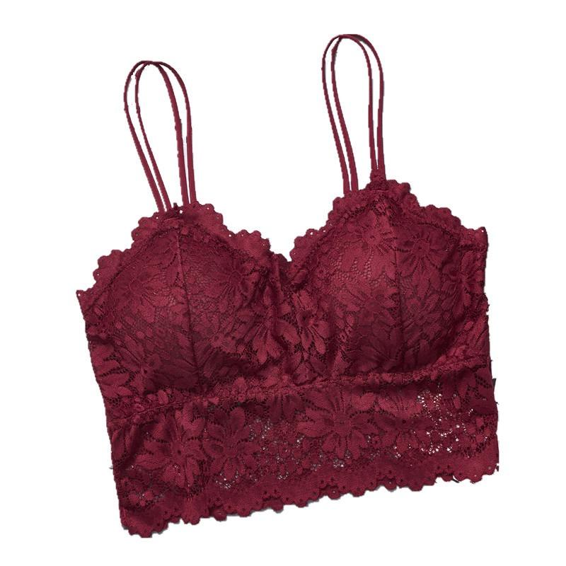 Lady Sexy Lingerie Corset Lace Floral Bralette Padded Bra Camis Underwear Wire Free Sheer Lace