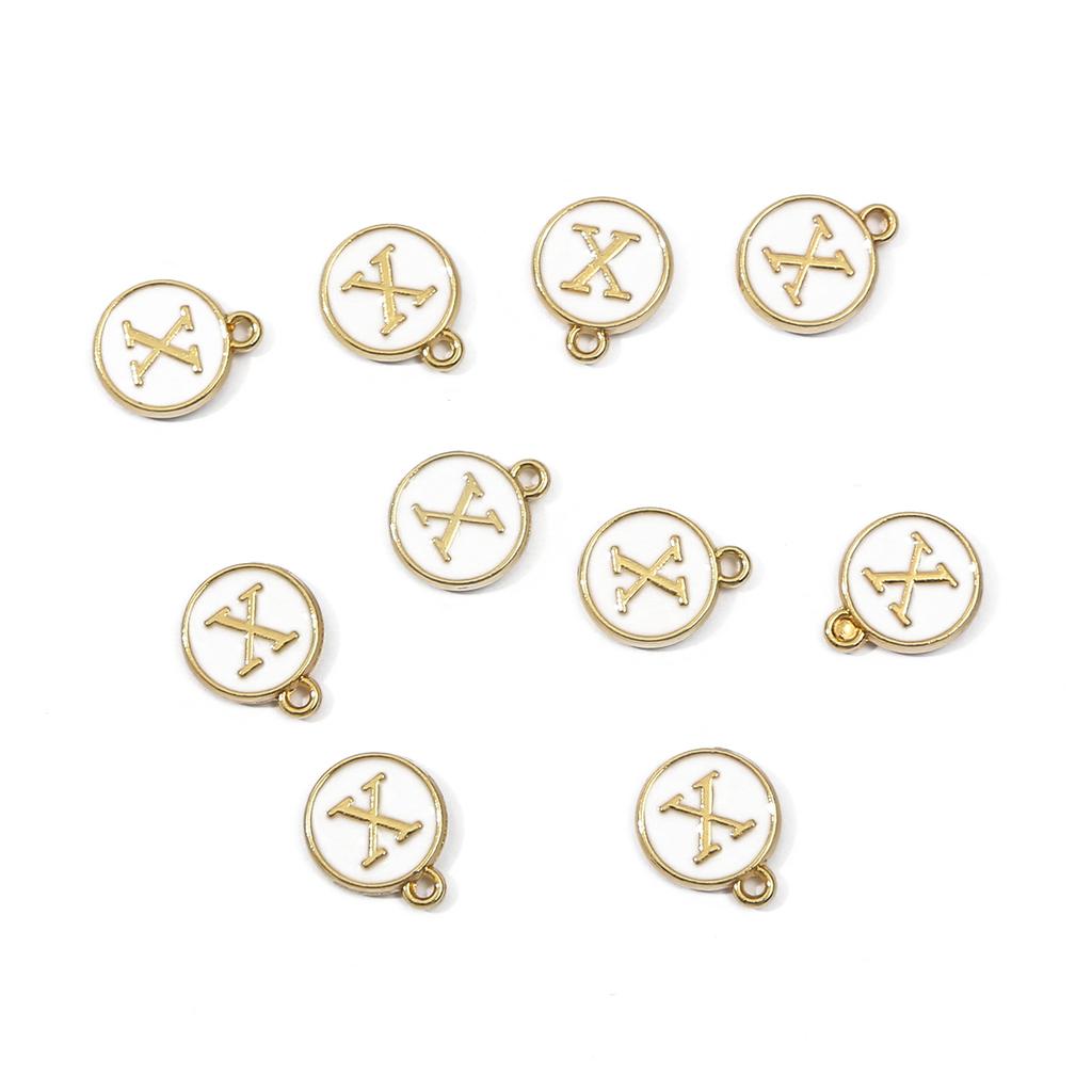 10Pcs Metal Enamel English Letters Charms Pendant For DIY Jewelry Making Necklace Bracelet Accessories