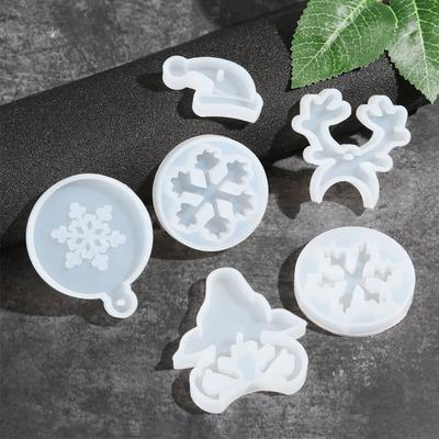 Suministros para Fiestas Copo de Nieve Campana Reno Forma de Árbol de Navidad Molde de Silicona para Fundición Molde de Navidad
