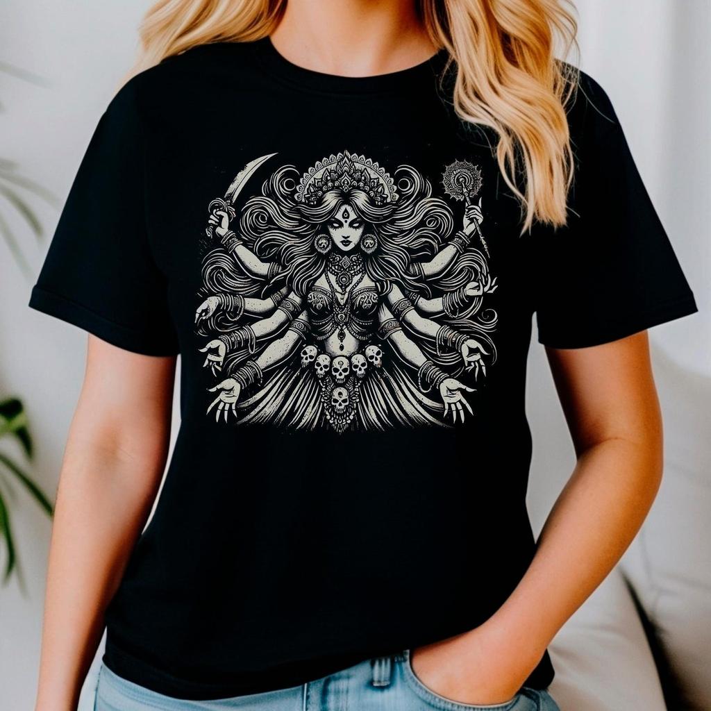 Hindu Goddess Kali T-Shirt Spiritual Lovers Gift, Divine Femenine Tee, Occult Mythology Shirt, Dark Goddess Apparel, Hindu Deity Top