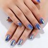 Daily Iridescent Blue-Purple Cat-Eye Press-On Nails, Short Round, Solid Color, 32 Pieces