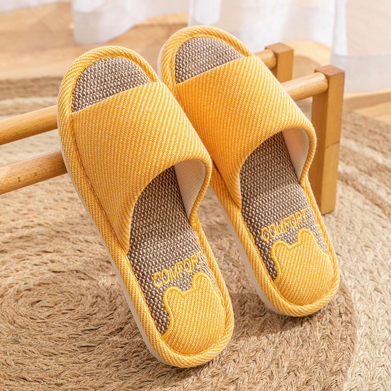 Linen thick-soled slippers women's spring and autumn four seasons indoor household cotton and linen home non-slip summer male couple
