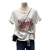 100% Cotton T-shirt Butterfly Graphic Print Women'S Vintage Casual Butterfly Printed T Shirt Round Neck Short Sleeve Top Tee