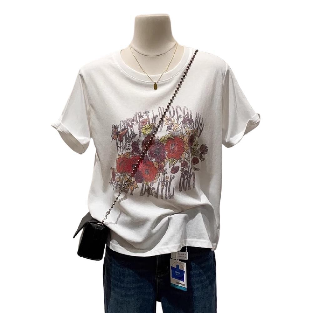 100% Cotton T-shirt Butterfly Graphic Print Women'S Vintage Casual Butterfly Printed T Shirt Round Neck Short Sleeve Top Tee